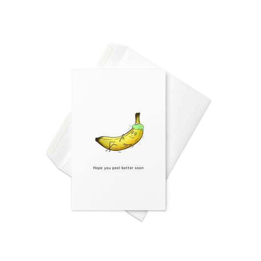 Hope You Peel Better Soon – Funny Get Well Card with Sick Banana Illustration (Blank Inside) - By The Moon