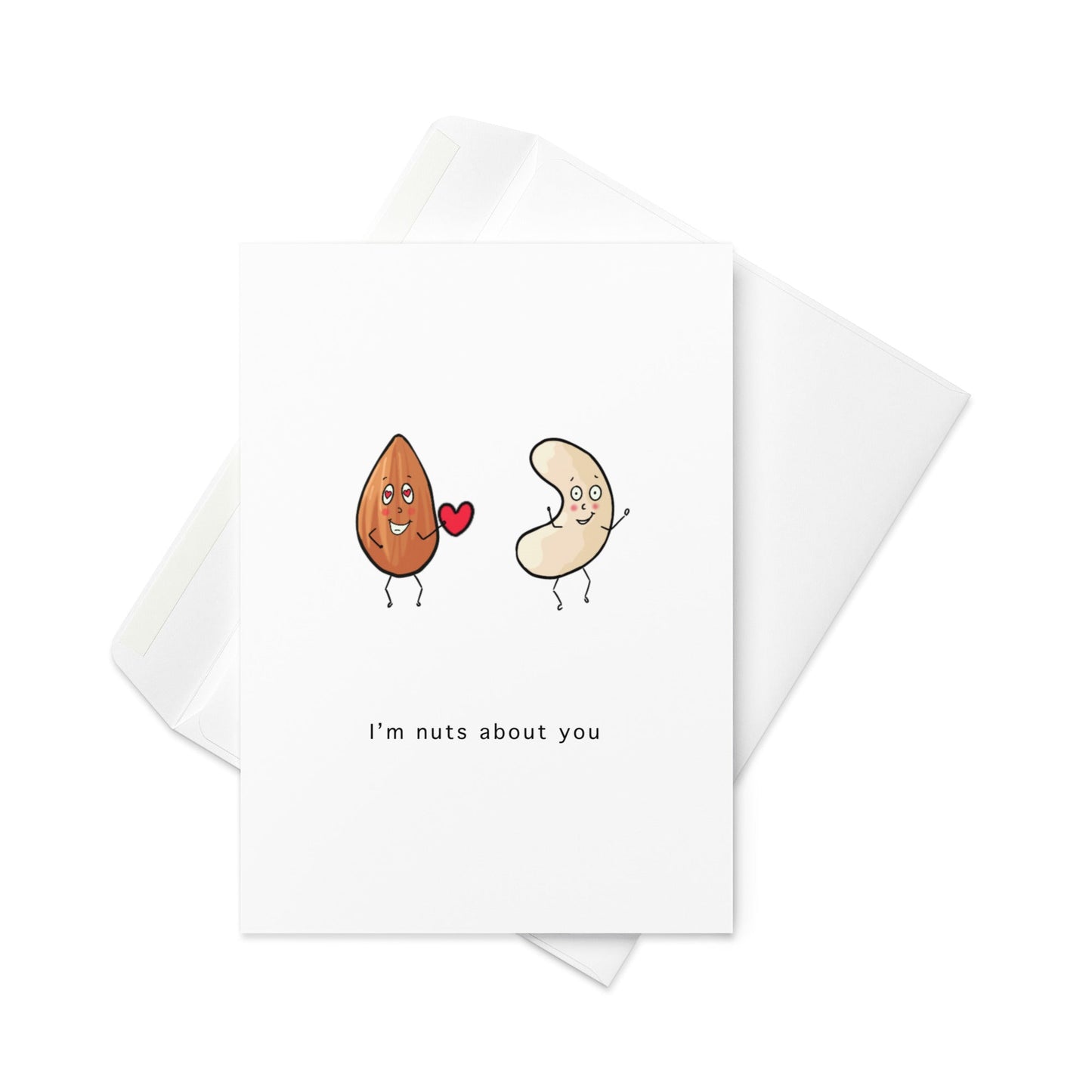 I'm Nuts About You, greeting card, food pun card, blank inside - By The Moon