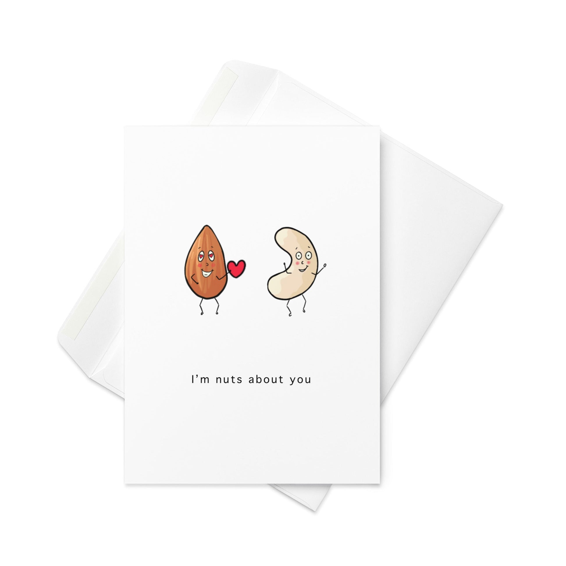 I'm Nuts About You, greeting card, food pun card, blank inside - By The Moon