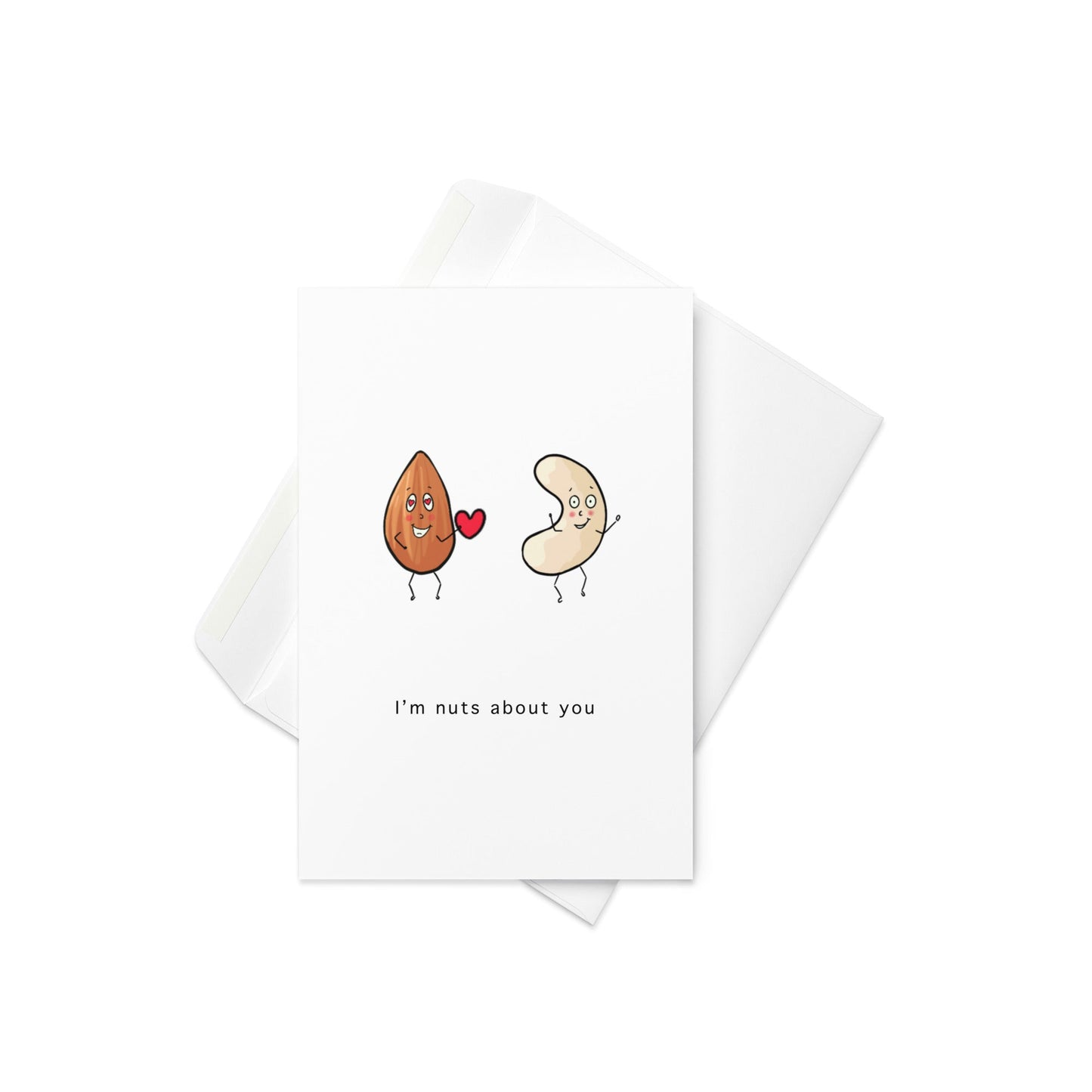 I'm Nuts About You, greeting card, food pun card, blank inside - By The Moon