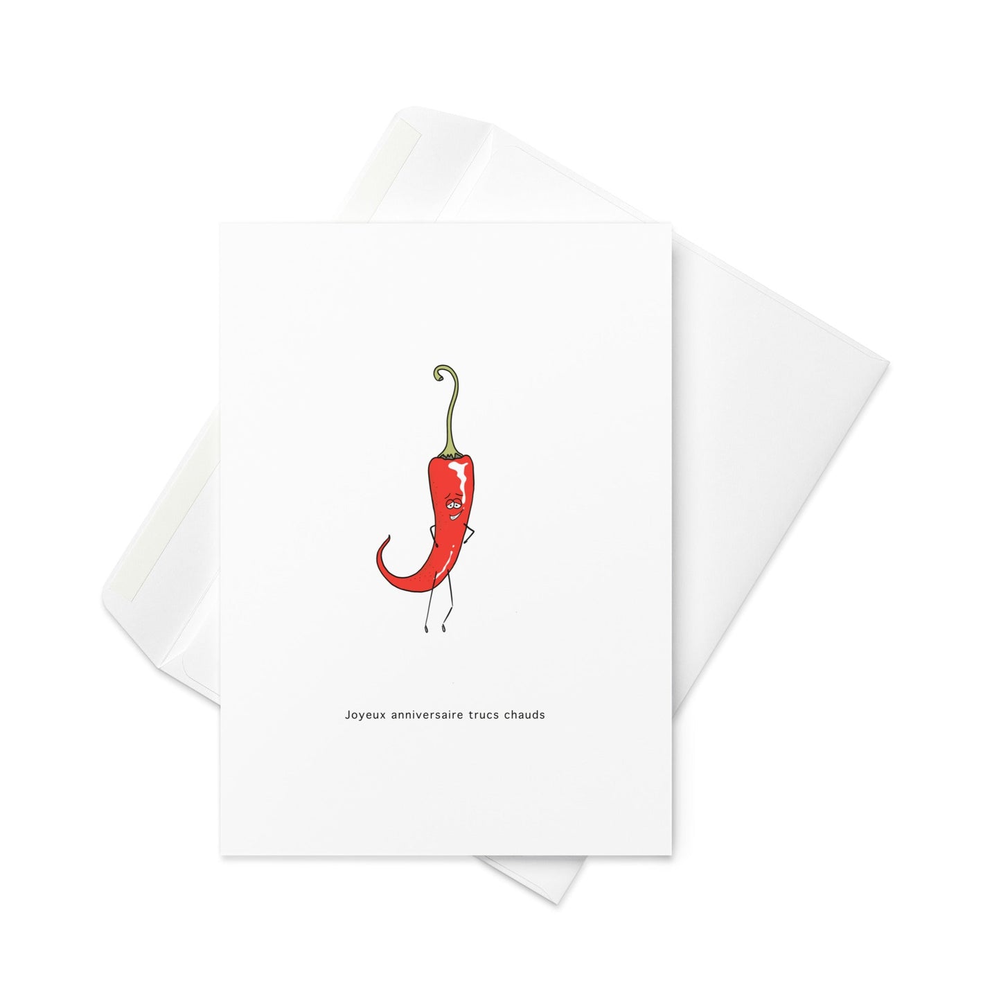 Joyeux Anniversaire Truc Chaud – French Hot Stuff Chili Birthday Card (Blank Inside) - By The Moon