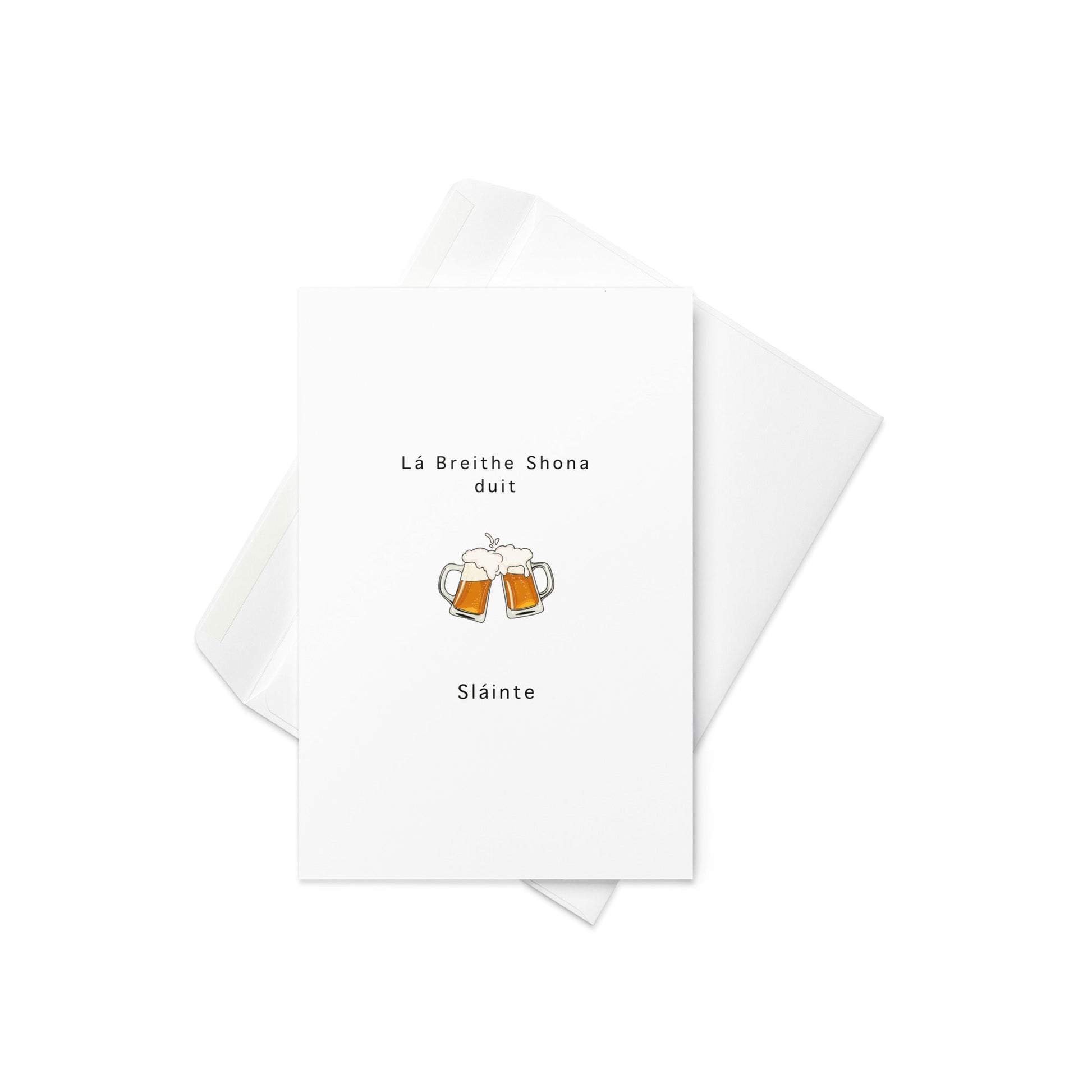 Lá Breithe Shona Duit – Irish Birthday Card with Sláinte & Beer Emoji (Blank Inside) - By The Moon