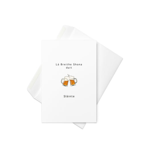 Lá Breithe Shona Duit – Irish Birthday Card with Sláinte & Beer Emoji (Blank Inside) - By The Moon