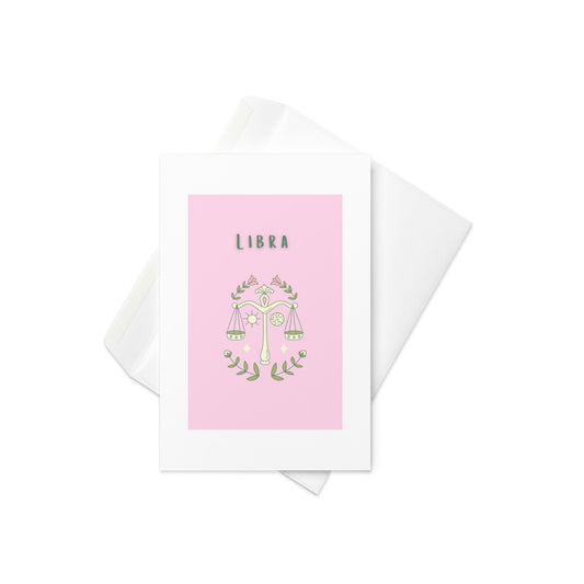 Libra - Greeting card, birthday card, star sign card, card for Librans, Blank inside - By The Moon