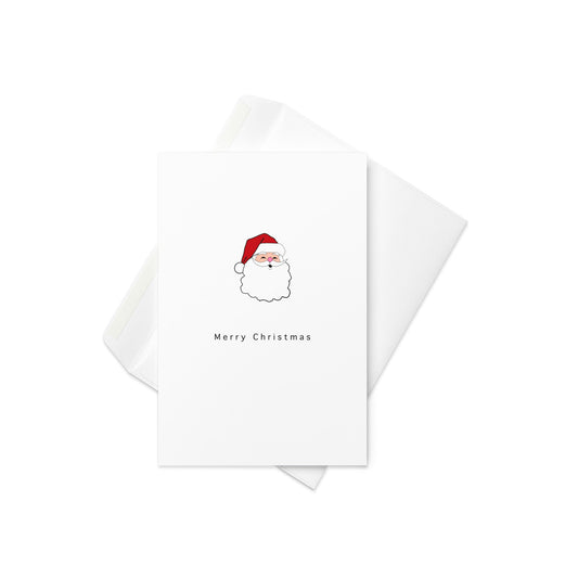 Merry Christmas Card – Simple Father Christmas Face Illustration (Blank Inside) - By The Moon