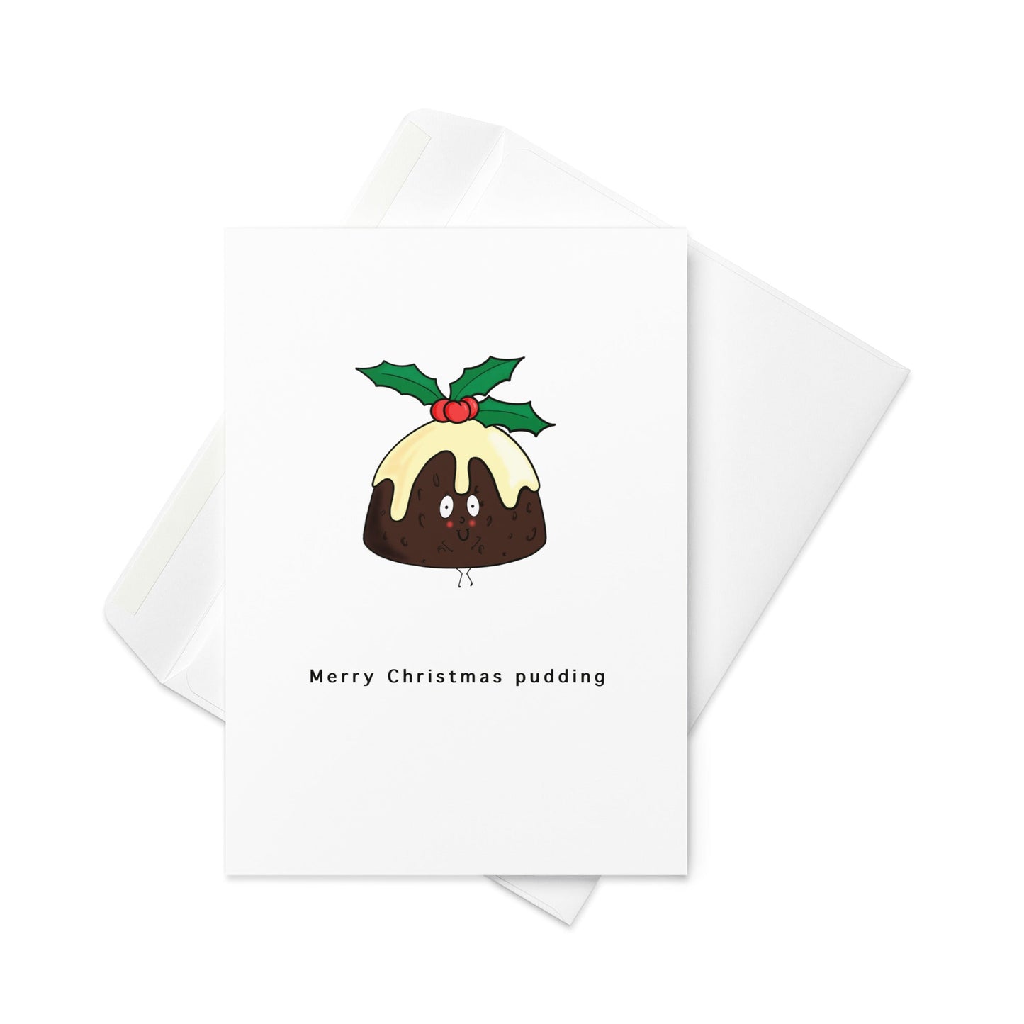Merry Christmas Pudding, Merry Christmas card, food pun card, blank inside - By The Moon