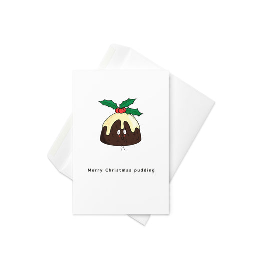 Merry Christmas Pudding, Merry Christmas card, food pun card, blank inside - By The Moon