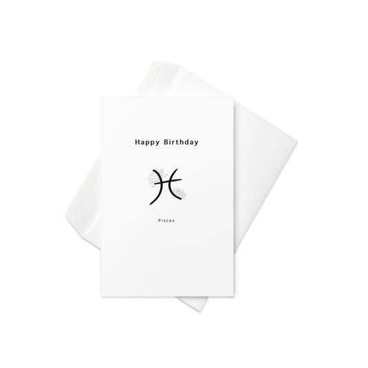 Pisces Birthday card, Star sign Birthday card, star sign and flower card, blank inside. - By The Moon
