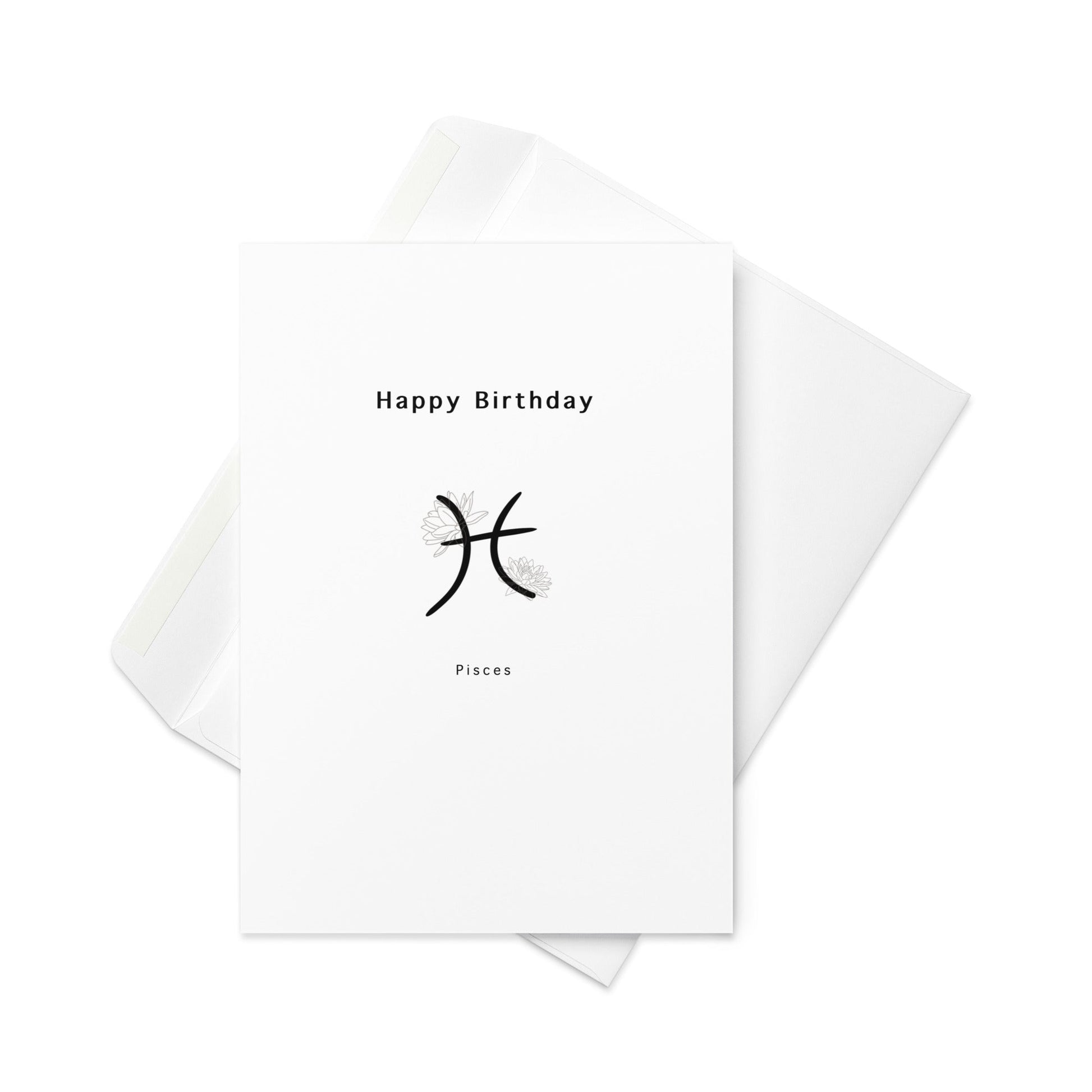 Pisces Birthday card, Star sign Birthday card, star sign and flower card, blank inside. - By The Moon