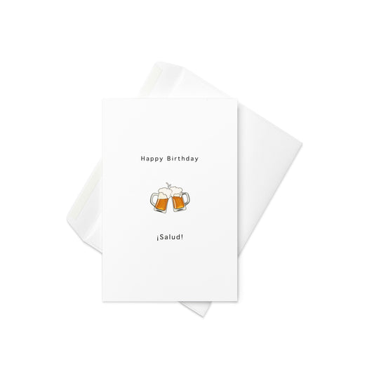 Spanish Birthday card, Happy Birthday, Salud, English/Spanish Card, Blank inside - By The Moon